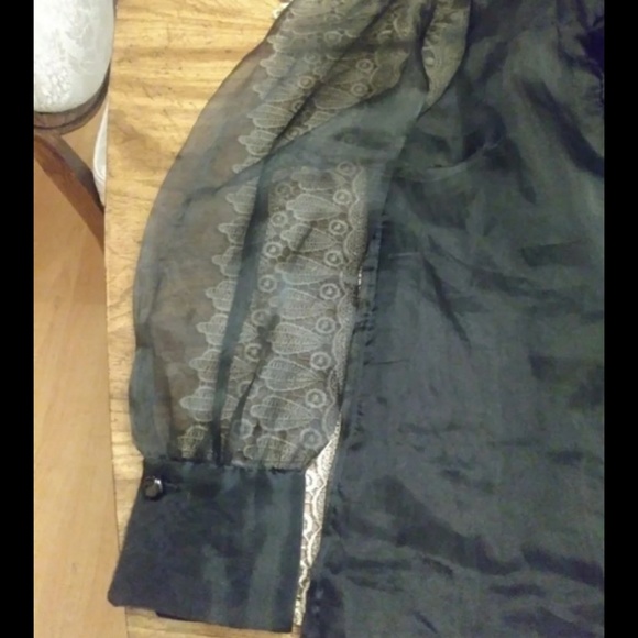 Sold out Zara black sheer collar bow button shirt - Picture 2 of 6